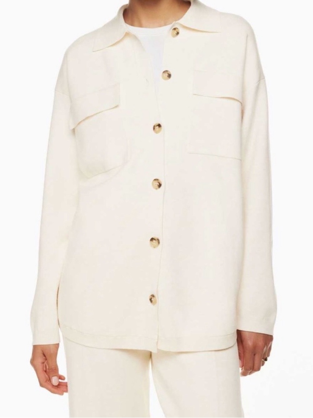 Wilfred Free Aritzia Ronnie Sweater Shirt Jacket in Heather Birch Size XS